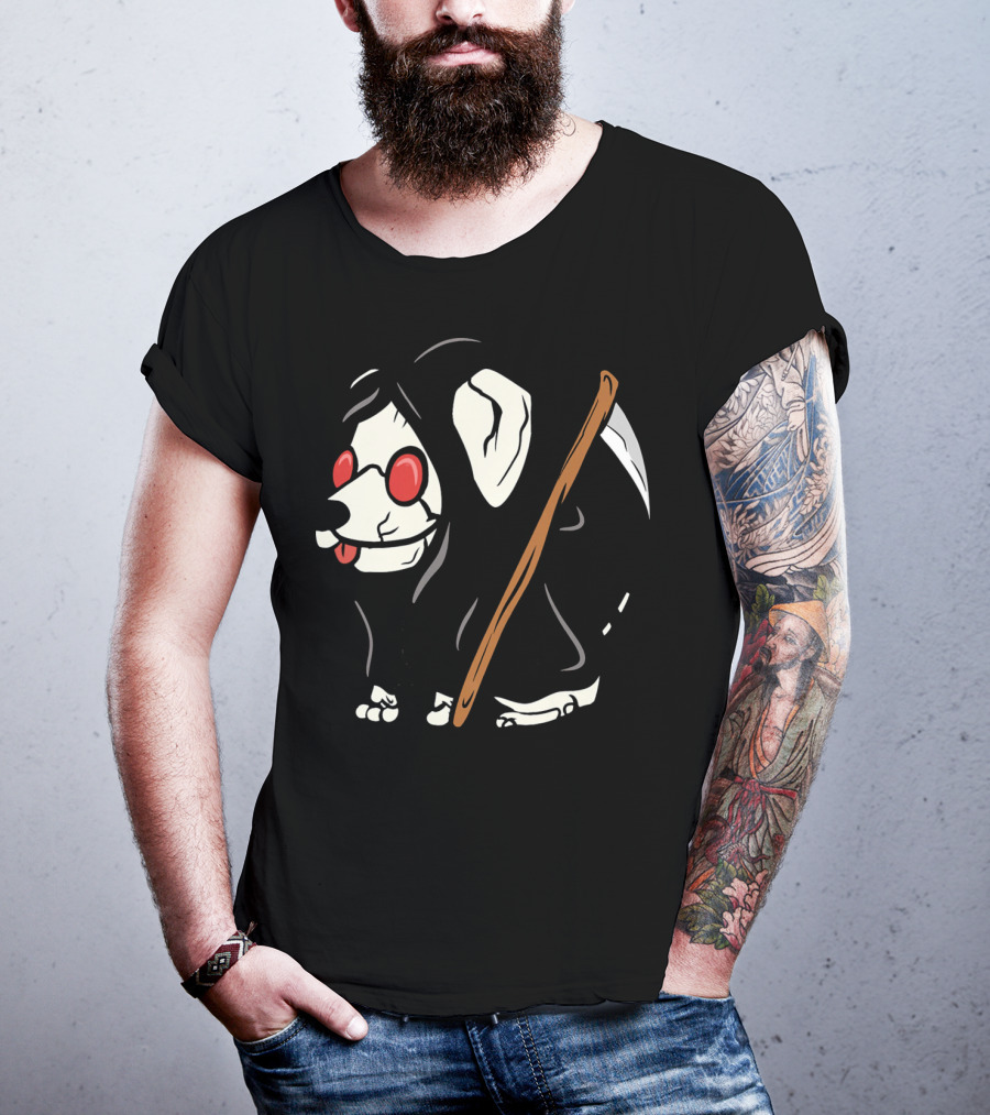 Jack Russell Terrier Reaper With Scythe And Red Glasses T-Shirt