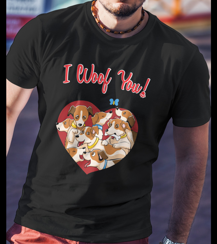 I Woof You Jack Russell Terrier Valentines Day Heart Puppies T-Shirt