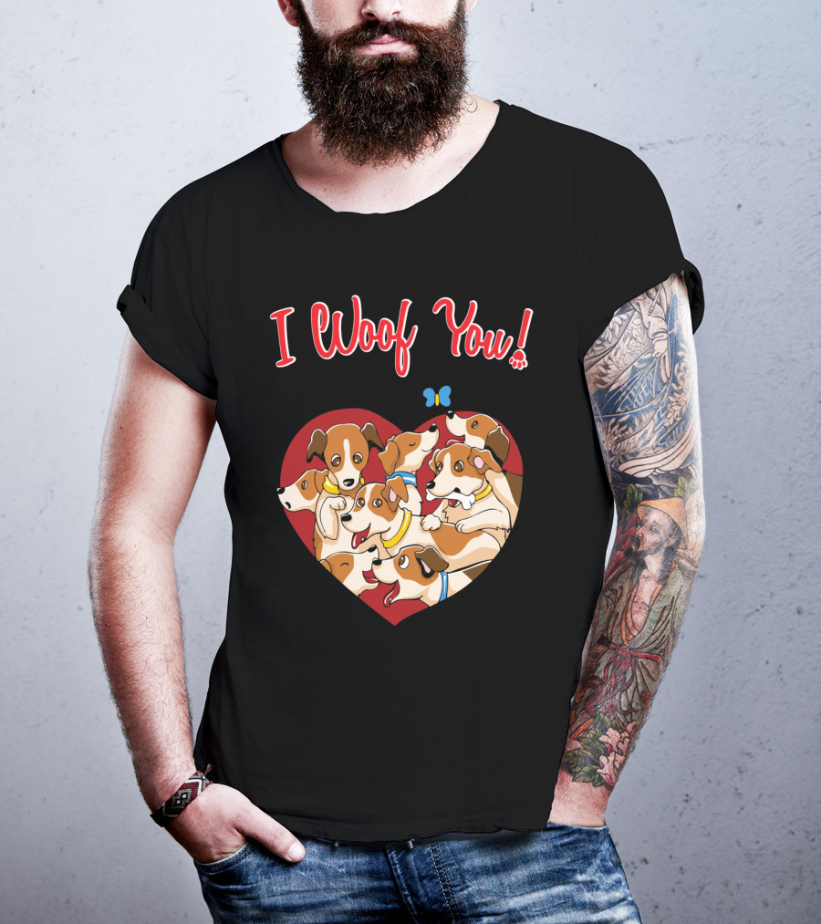 I Woof You Jack Russell Terrier Valentines Day Heart Puppies T-Shirt
