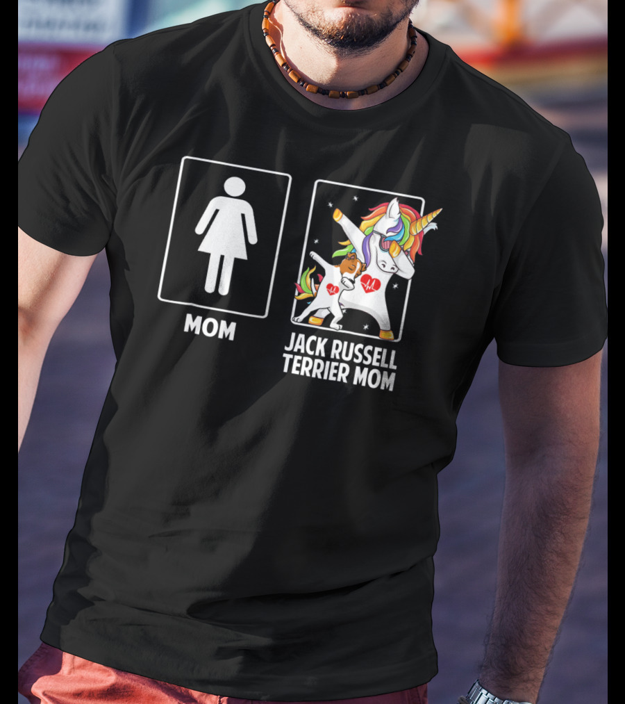 Jack Russell Terrier Mom Unicorn Dabbing With Colorful Mane And Stars T-Shirt