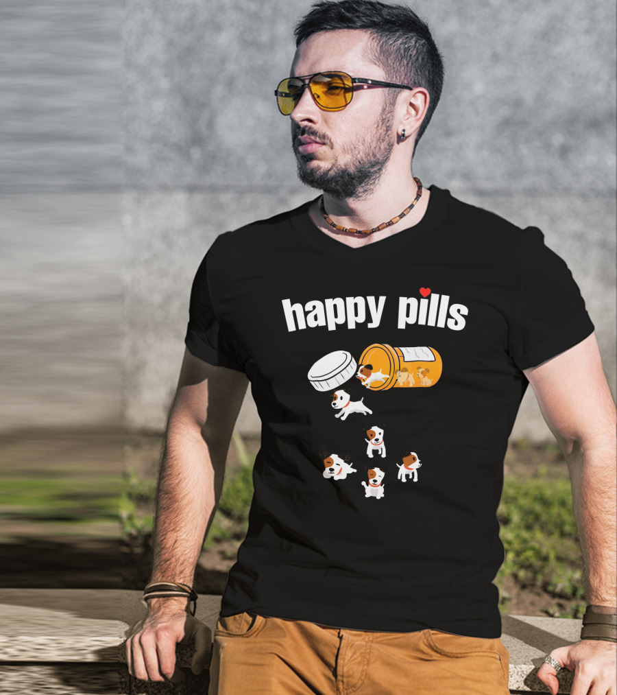 Happy Pills Jack Russell Terrier Funny Dog Love T-Shirt
