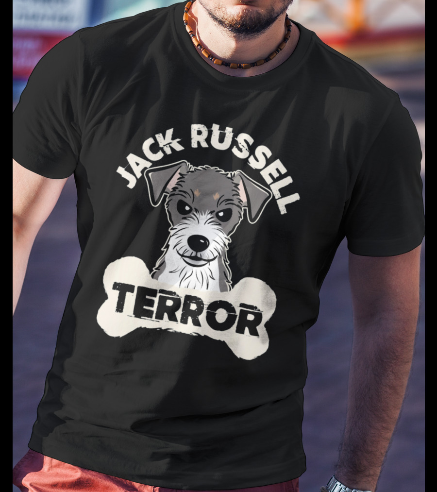 Jack Russell Terrier With Bone Graphic And 'Terror' Text T-Shirt