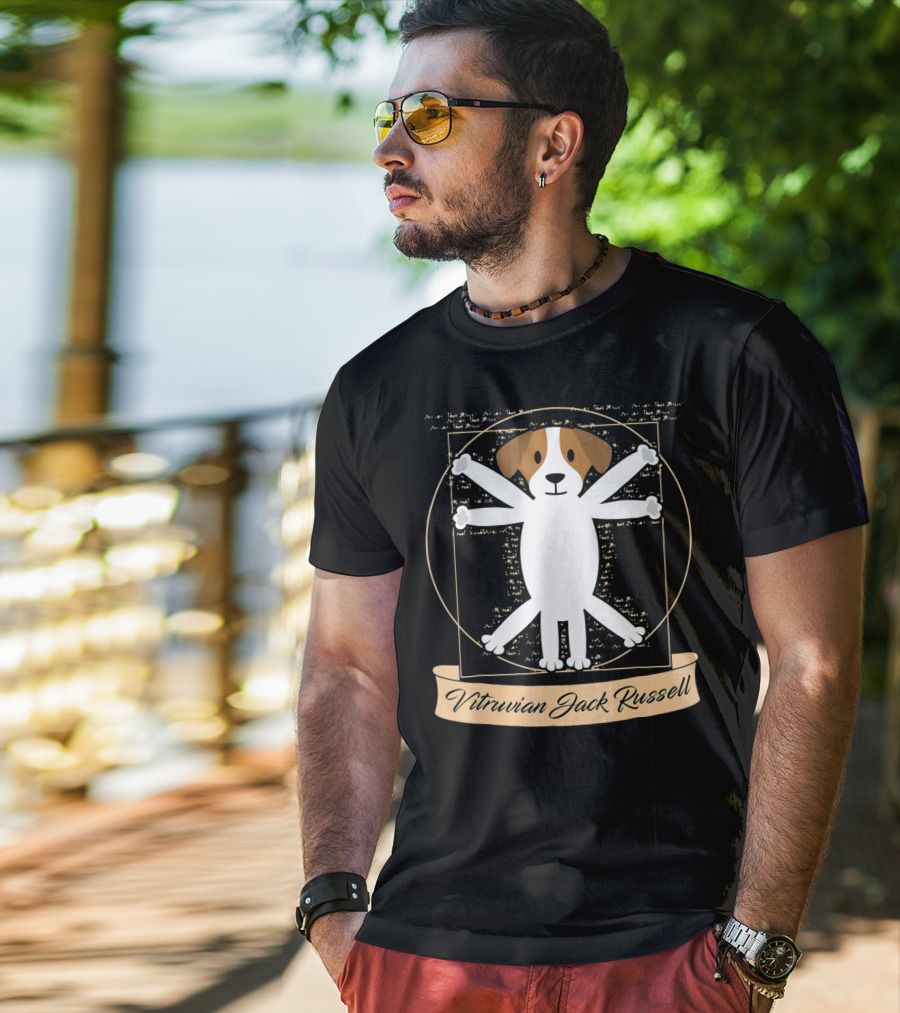 Vitruvian Jack Russell Terrier Man Dog T-Shirt