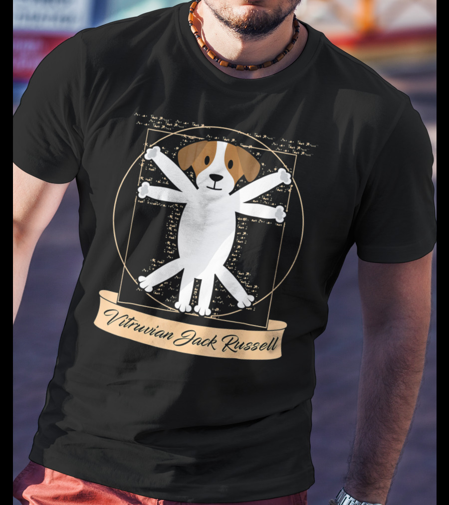 Vitruvian Jack Russell Terrier Man Dog T-Shirt