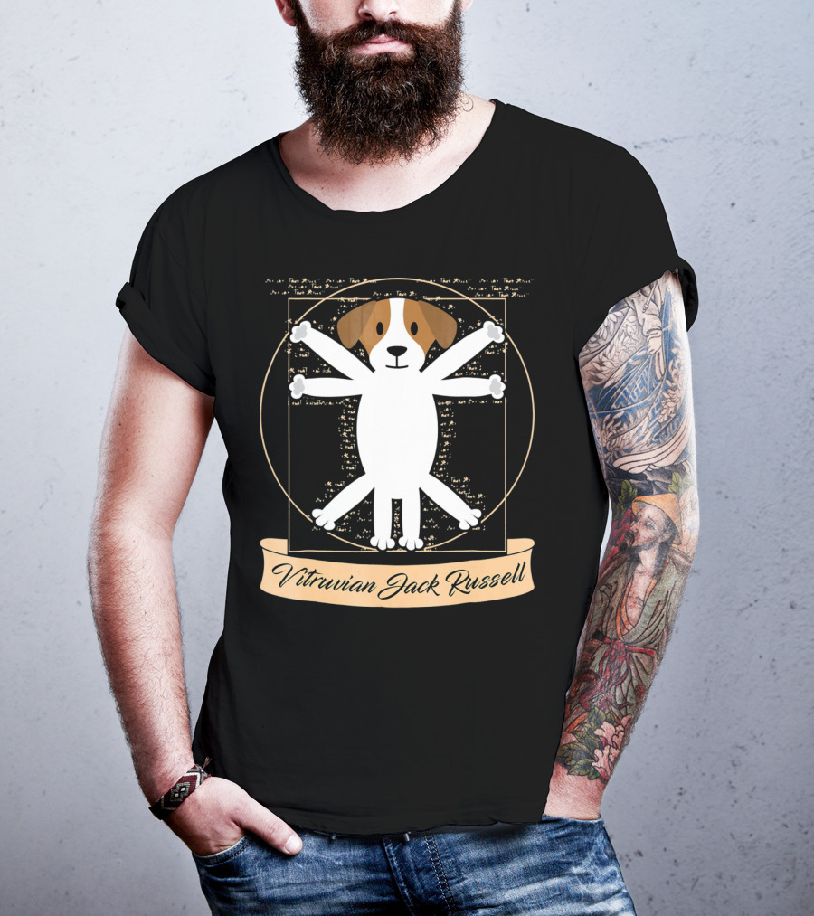 Vitruvian Jack Russell Terrier Man Dog T-Shirt