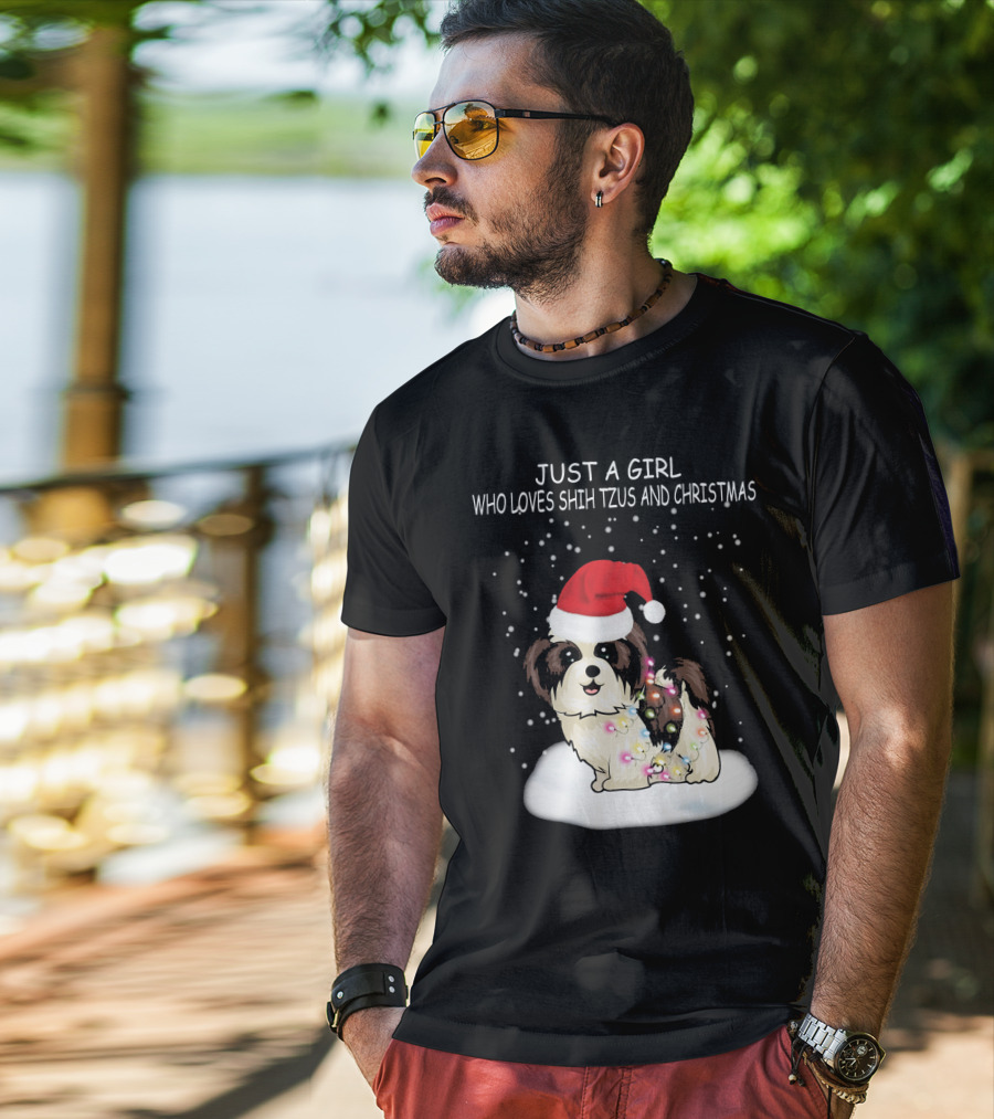 Just A Girl Who Loves Shih Tzu And Christmas T-Shirt