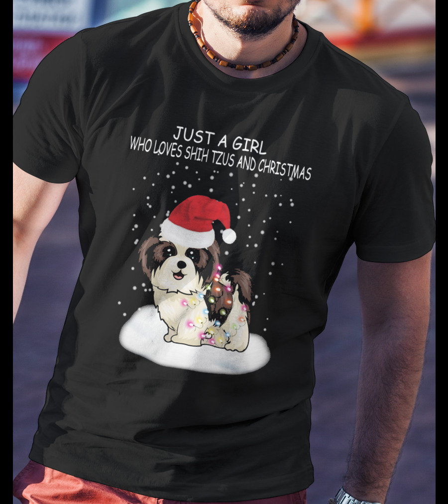 Just A Girl Who Loves Shih Tzu And Christmas T-Shirt