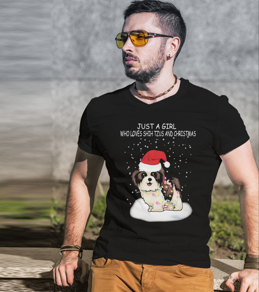 Just A Girl Who Loves Shih Tzu And Christmas T-Shirt