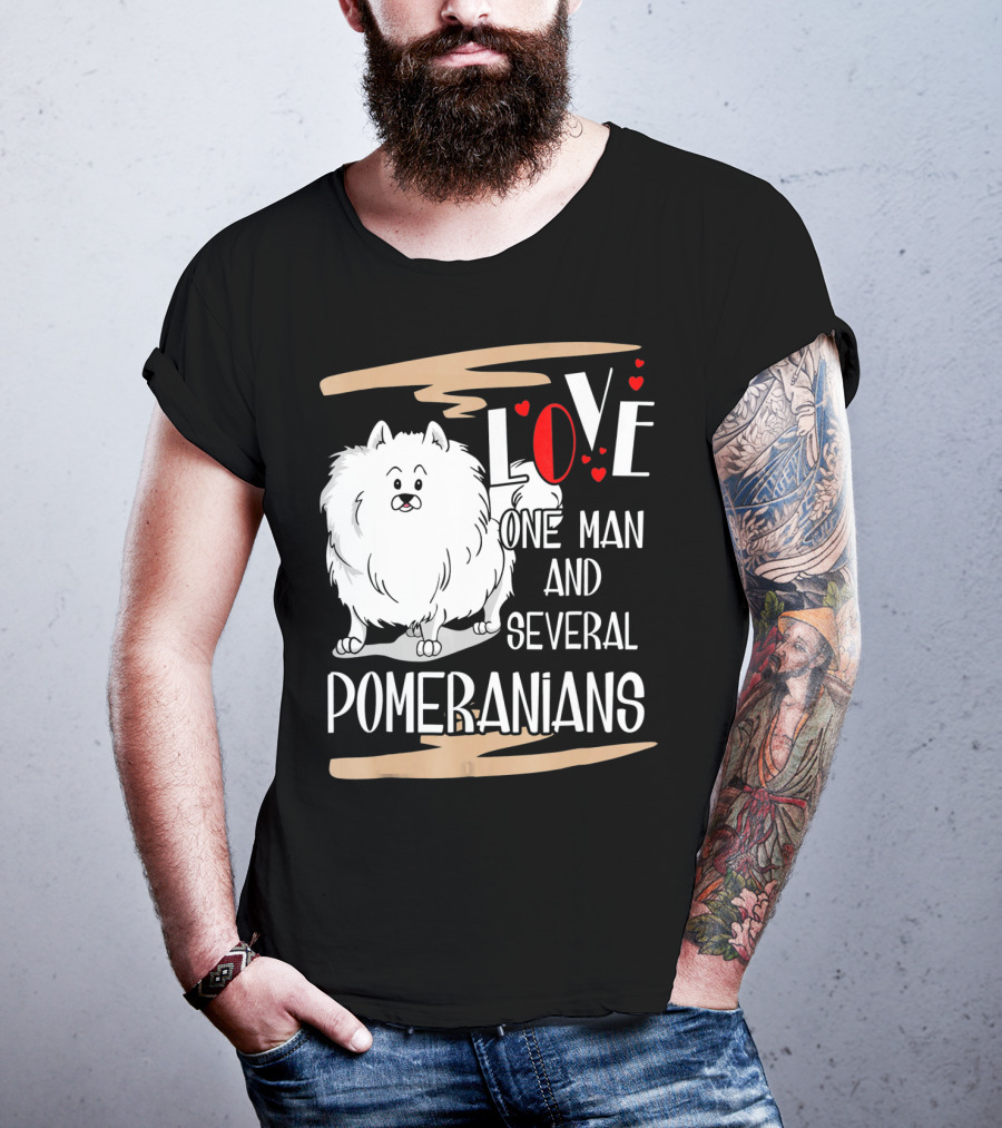 LOVE One Man And Several Pomeranians Pets Lovers T-Shirt
