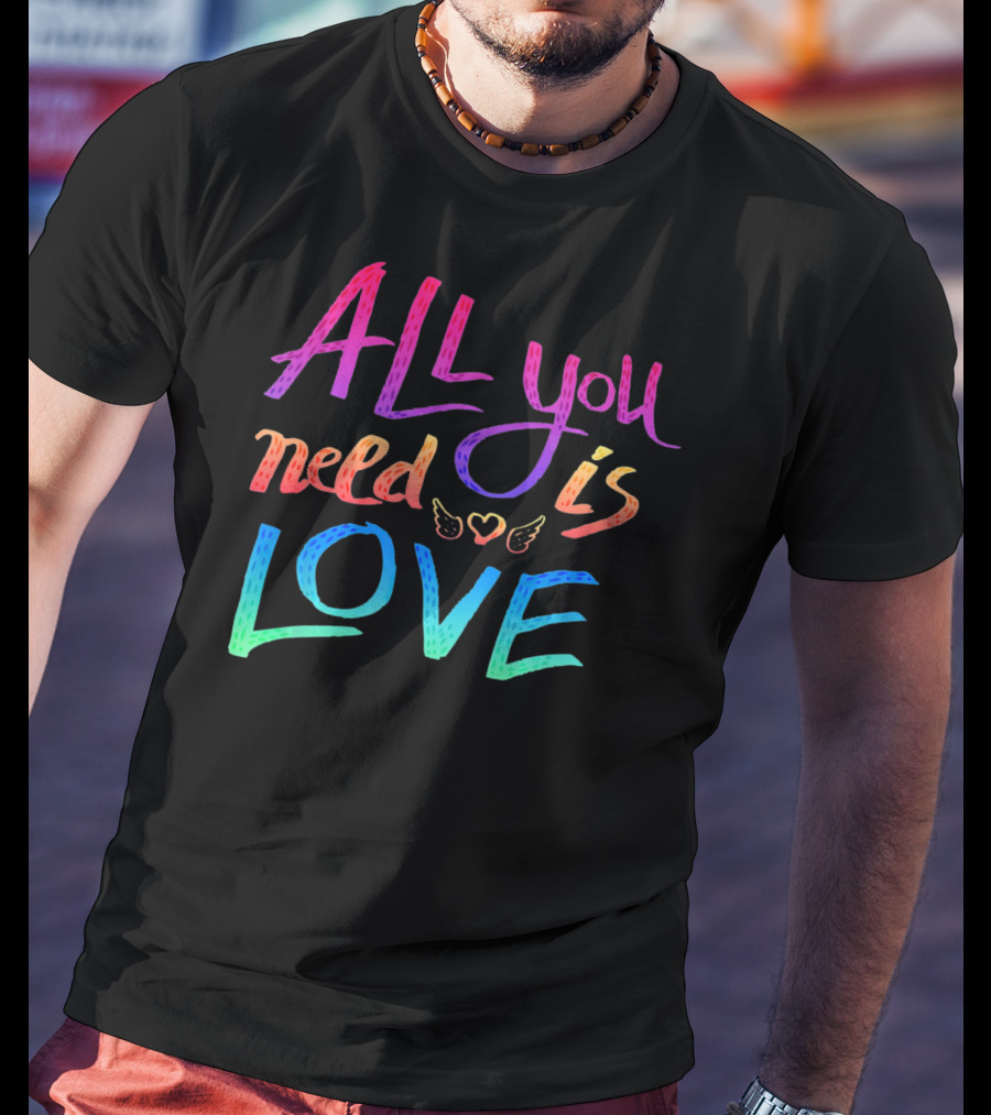 All You Need Is Love Rainbow Wings Heart T-Shirt