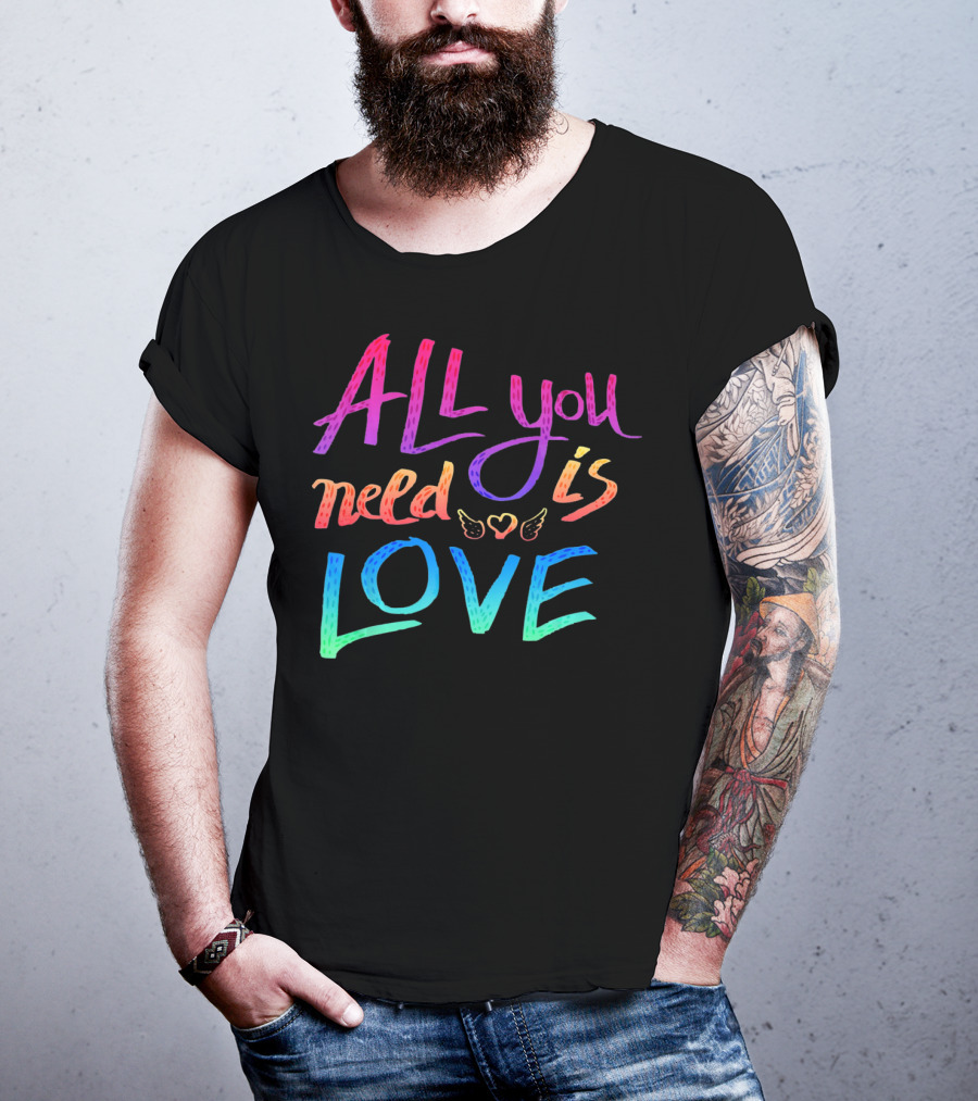 All You Need Is Love Rainbow Wings Heart T-Shirt
