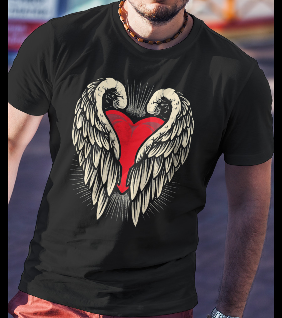Angel Wings And Heart Valentine's Day T-Shirt