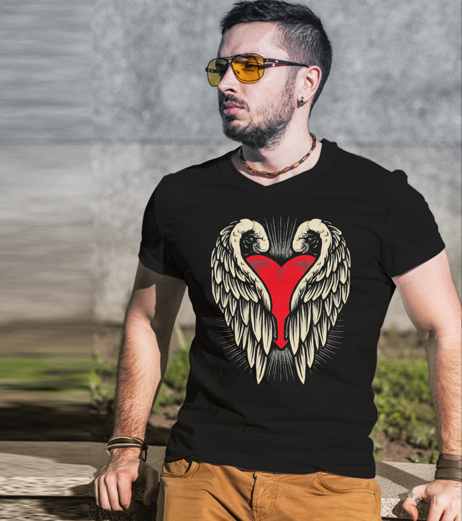 Angel Wings And Heart Valentine's Day T-Shirt