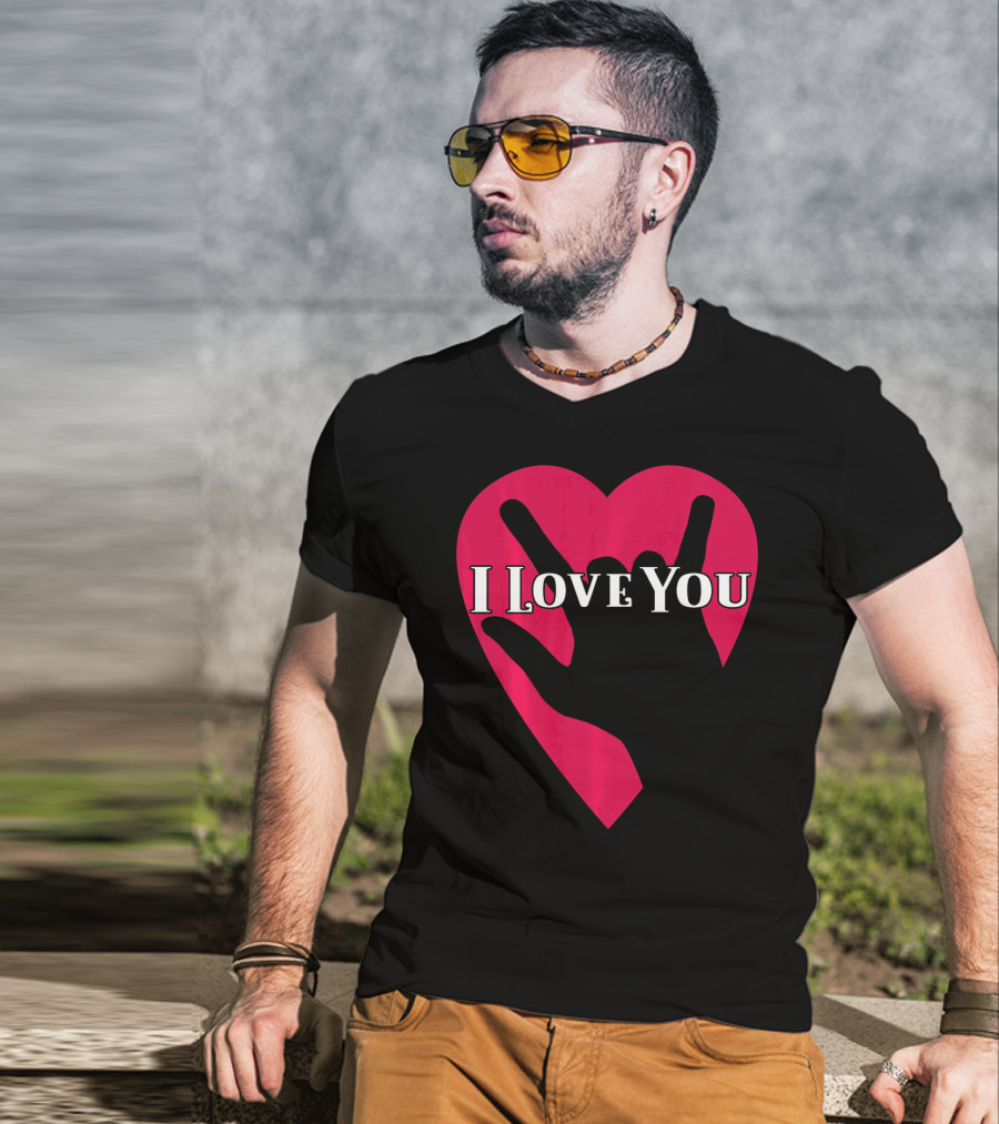 I Love You American Sign Language ASL Hand Heart T-Shirt