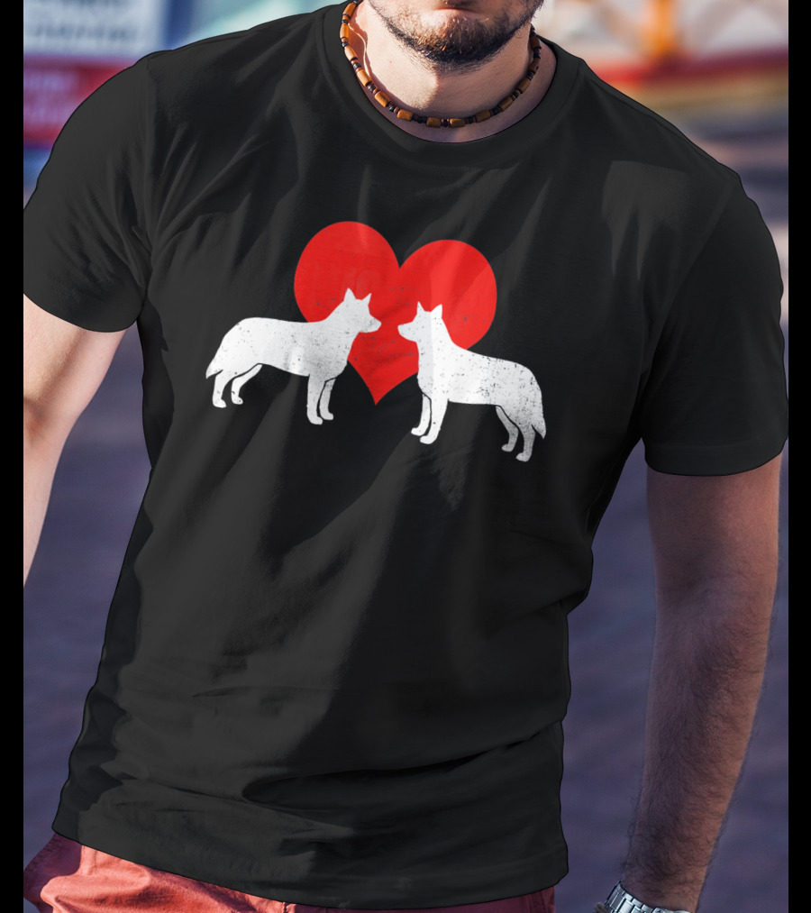 Australian Blue Heeler Heart Silhouette Valenti T-Shirt