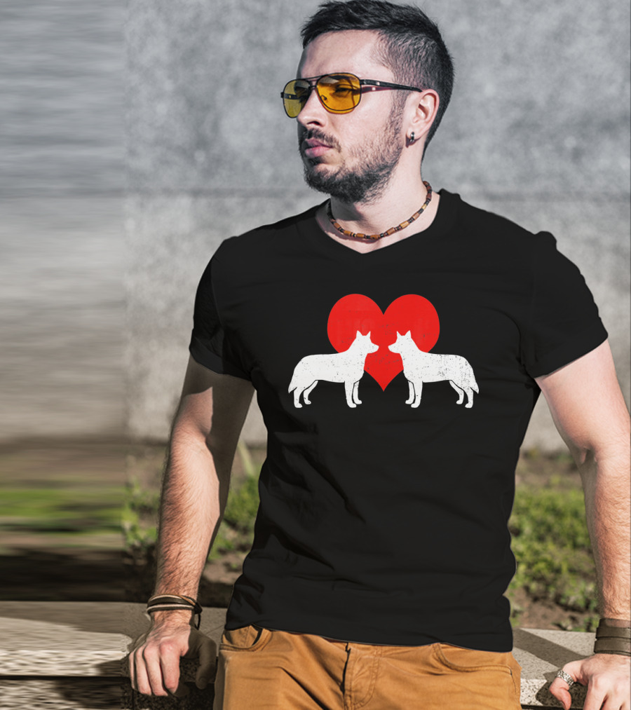 Australian Blue Heeler Heart Silhouette Valenti T-Shirt