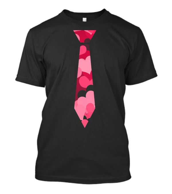 Awesome Red And Pink Heart Patterned Neck Tie T-Shirt