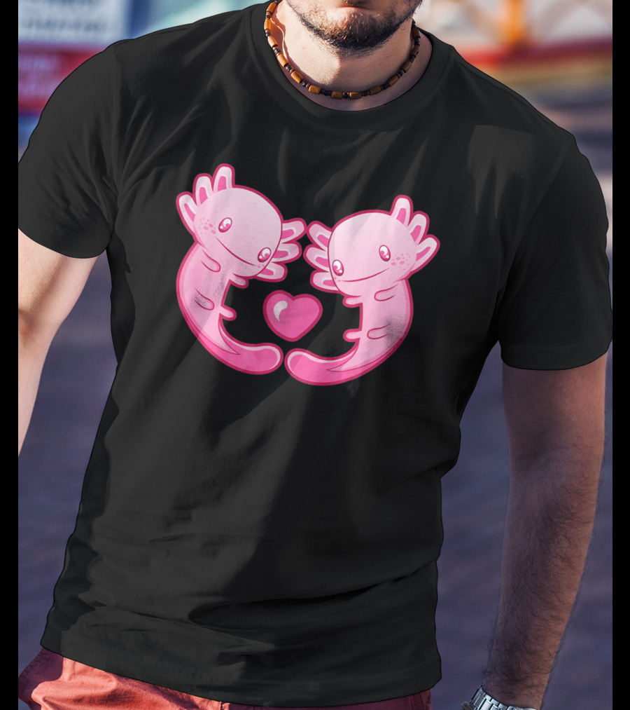Axolotl Love Heart Cute Valentine's Amphibian T-Shirt