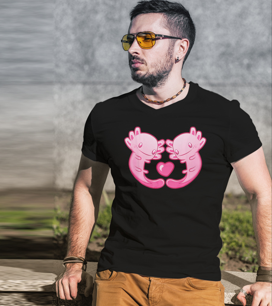 Axolotl Love Heart Cute Valentine's Amphibian T-Shirt