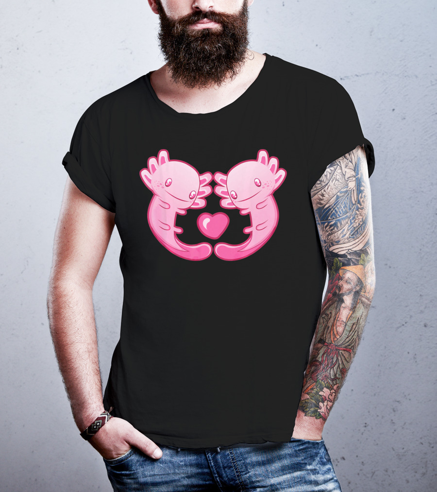 Axolotl Love Heart Cute Valentine's Amphibian T-Shirt