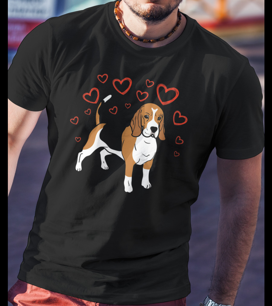 Beagle Surrounded By Hearts Valentine T-Shirt
