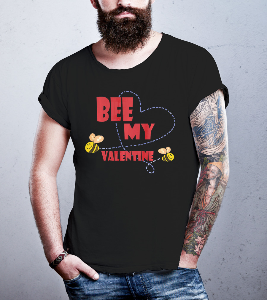 Bee My Valentine Beekeeper Cou With Heart And Bees T-Shirt