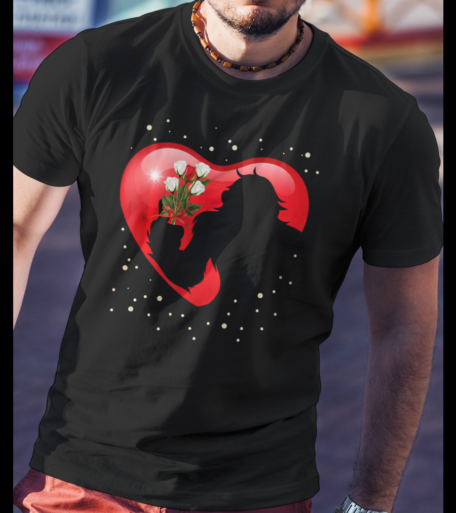 Bigfoot Red Heart White Flower Valentine's Day T-Shirt