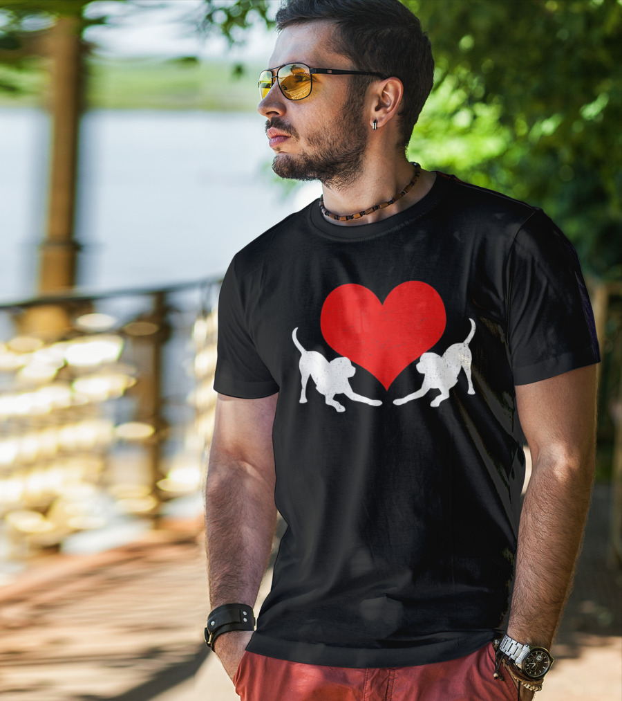 Valentine's Day Black Mouth Cur With Heart T-Shirt