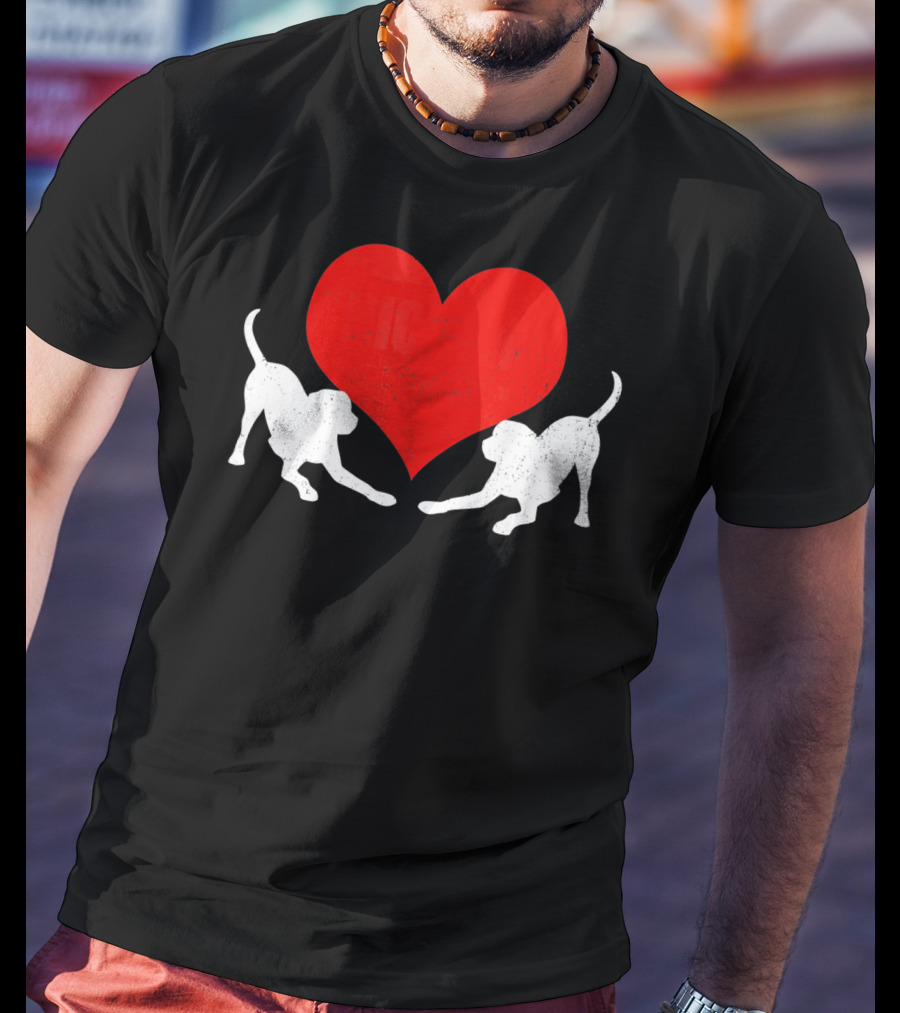 Valentine's Day Black Mouth Cur With Heart T-Shirt