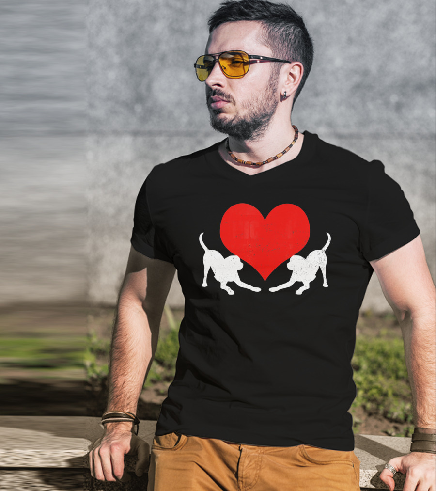 Valentine's Day Black Mouth Cur With Heart T-Shirt