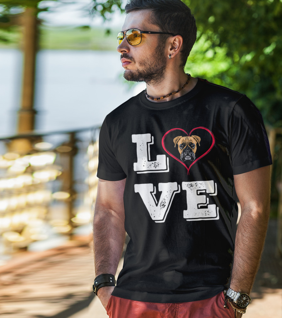 Boxer Dog Love Heart Va Dog Mom T-Shirt