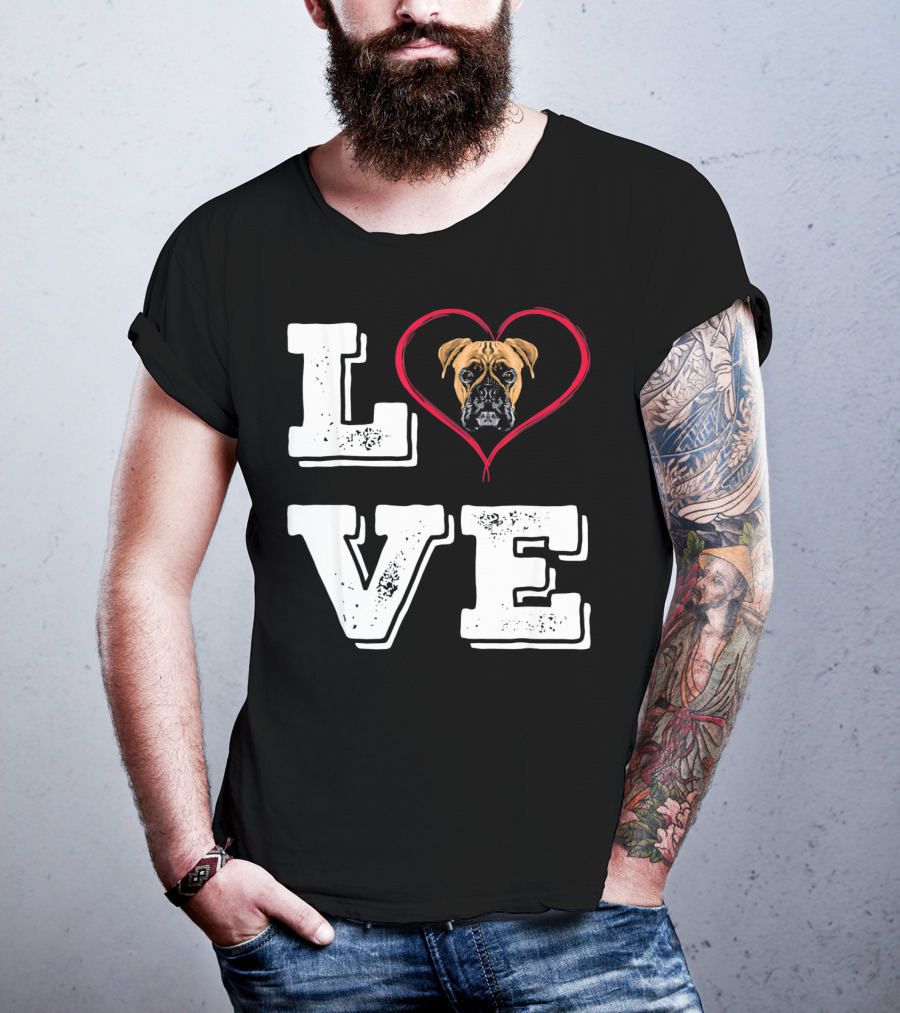 Boxer Dog Love Heart Va Dog Mom T-Shirt