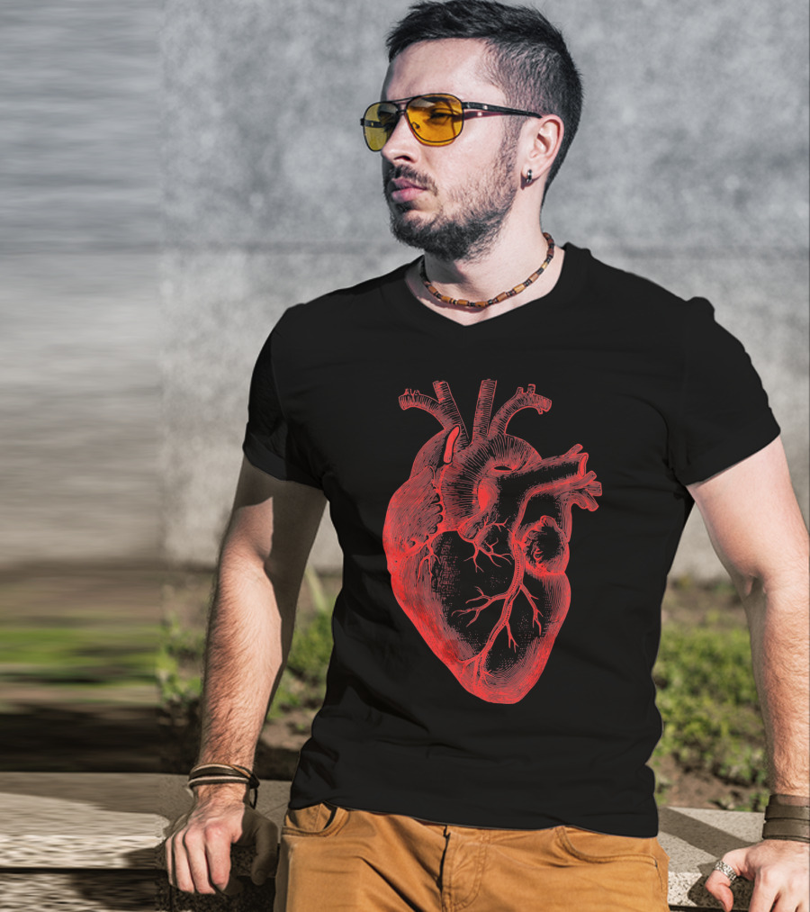 Boy Valentine Cool Men Anatomical Heart T-Shirt