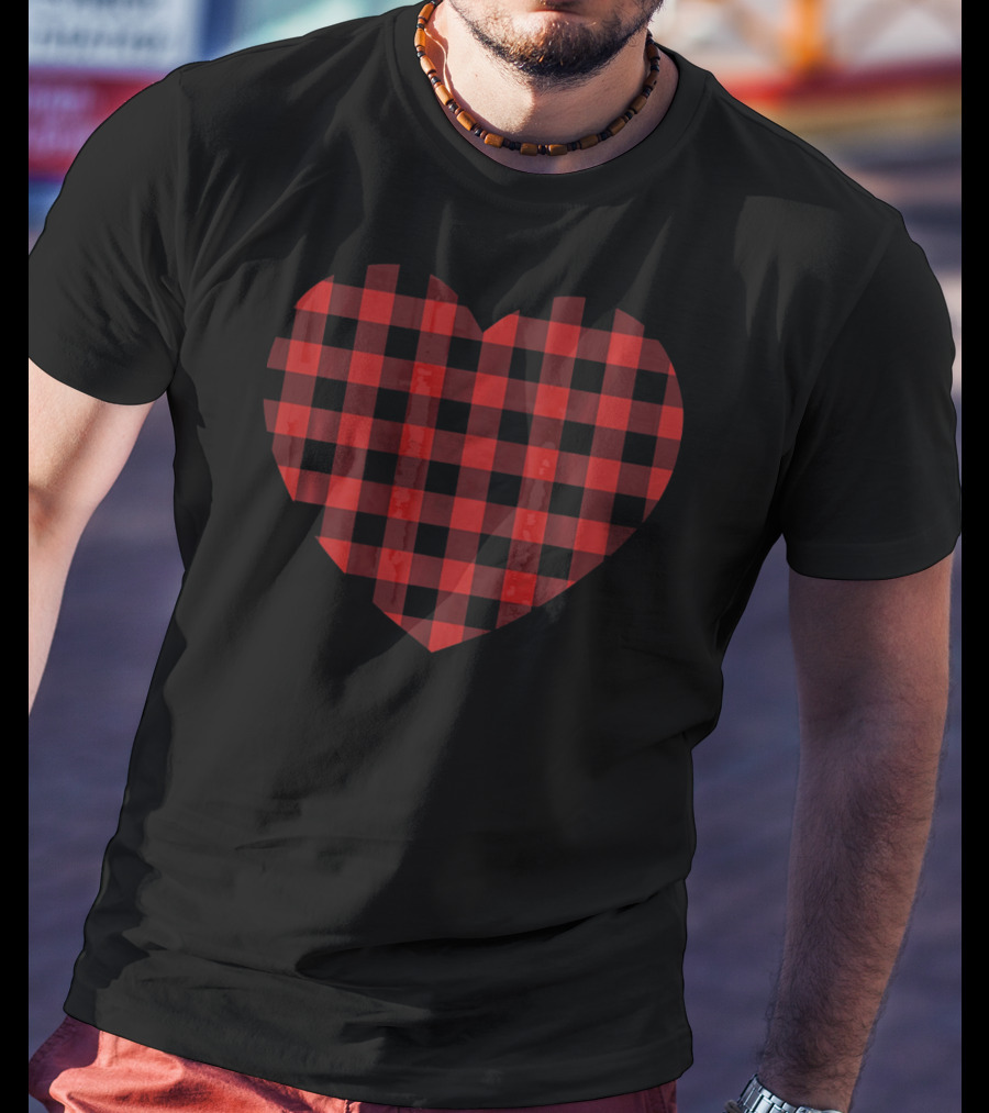 Buffalo Plaid Heart Checkered Pattern T-Shirt