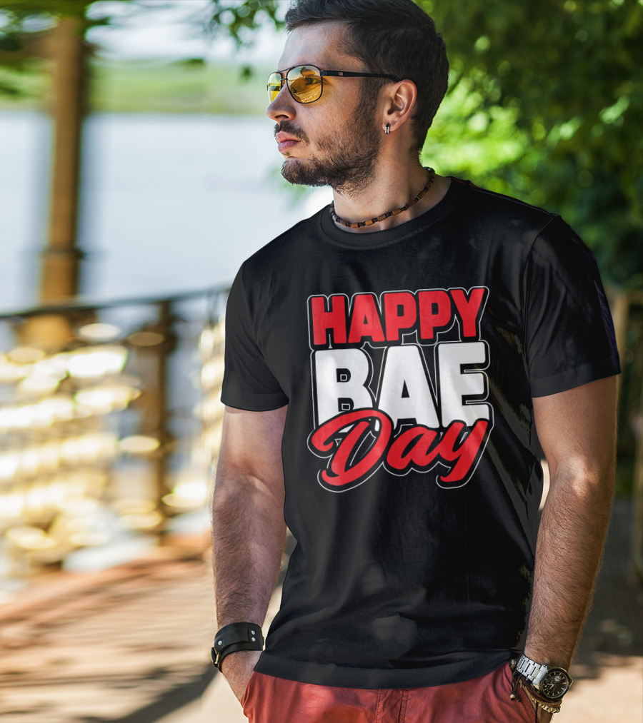 Happy Bae Day Couples His Her Valentine's Day T-Shirt