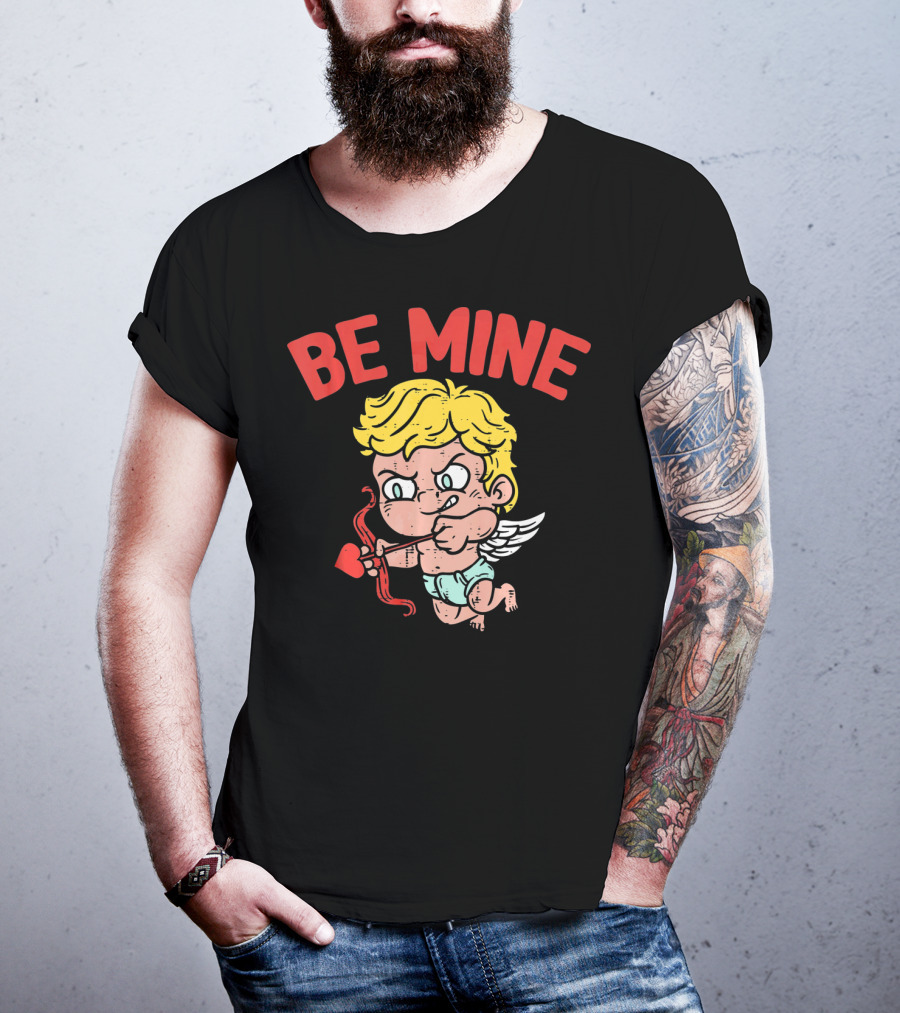 Be Mine Funny Valentine's Day Cupid With Bow And Heart Arrow T-Shirt