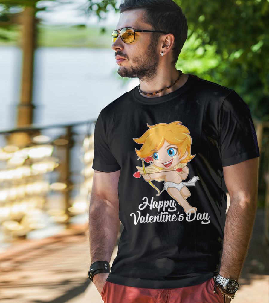 Happy Valentine's Day Cupid Bow And Heart Arrow T-Shirt