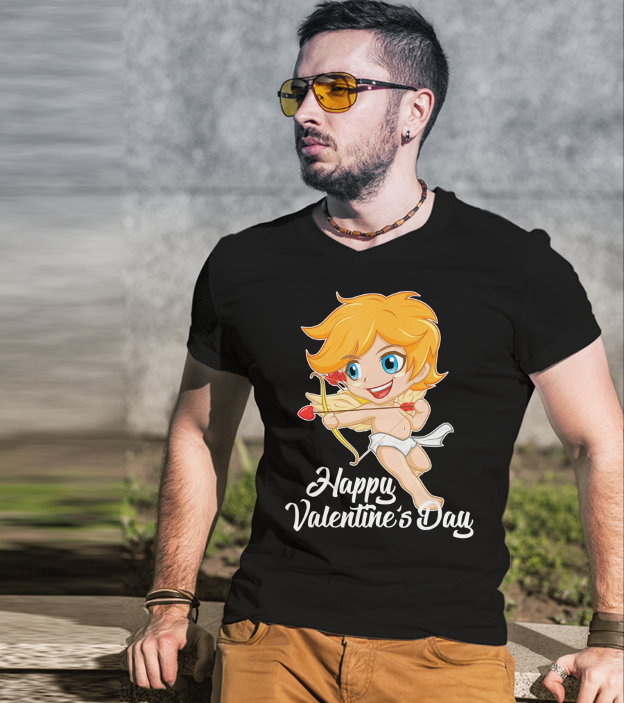 Happy Valentine's Day Cupid Bow And Heart Arrow T-Shirt