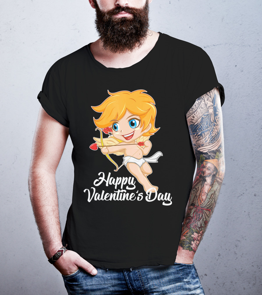Happy Valentine's Day Cupid Bow And Heart Arrow T-Shirt
