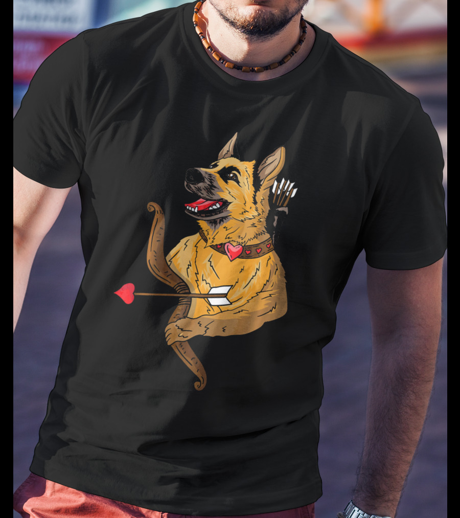 Cupid German Shepherd With Bow And Heart Arrow Dog Lovers T-Shirt