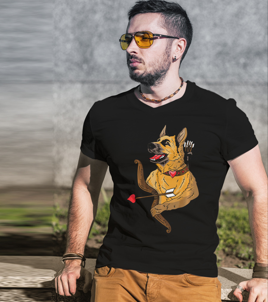 Cupid German Shepherd With Bow And Heart Arrow Dog Lovers T-Shirt