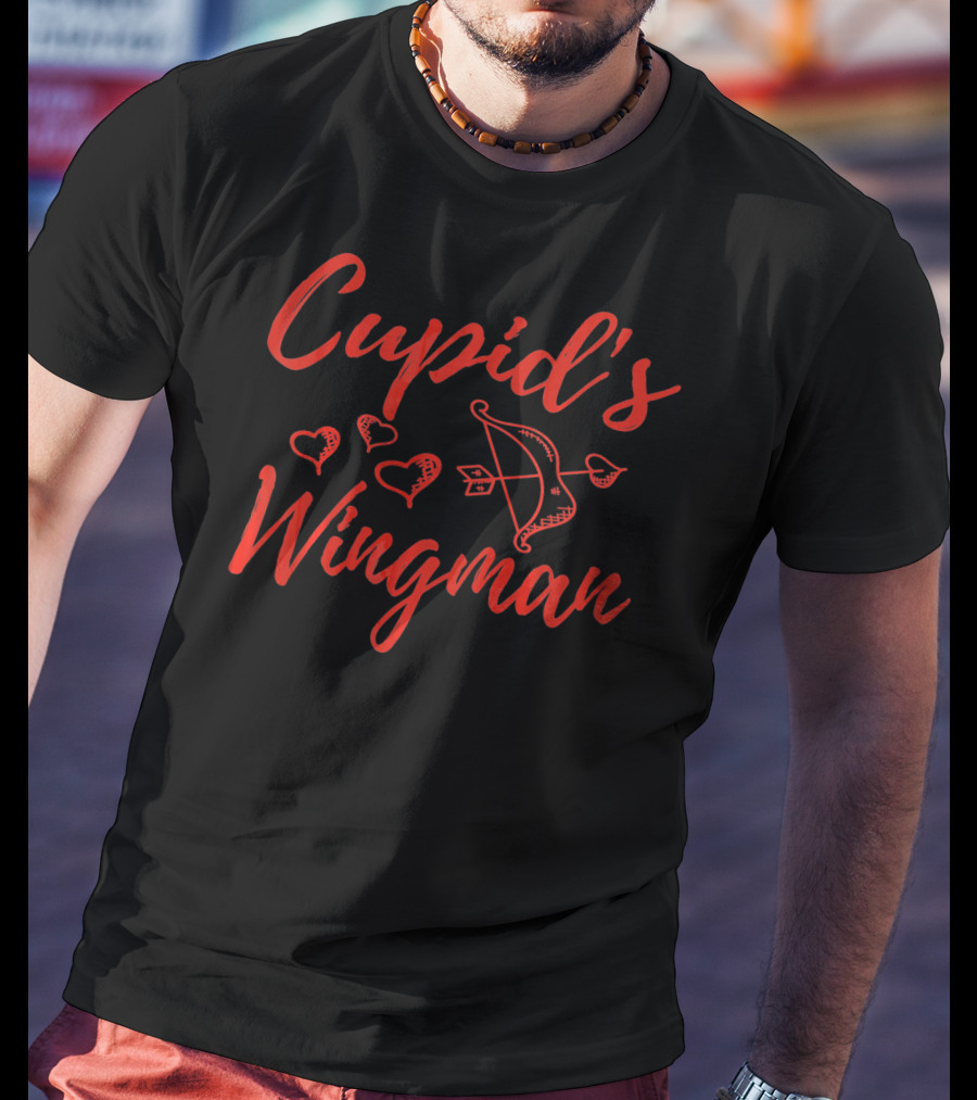 Cupid's Wingman Funny Valentine's Day Bow Hearts T-Shirt