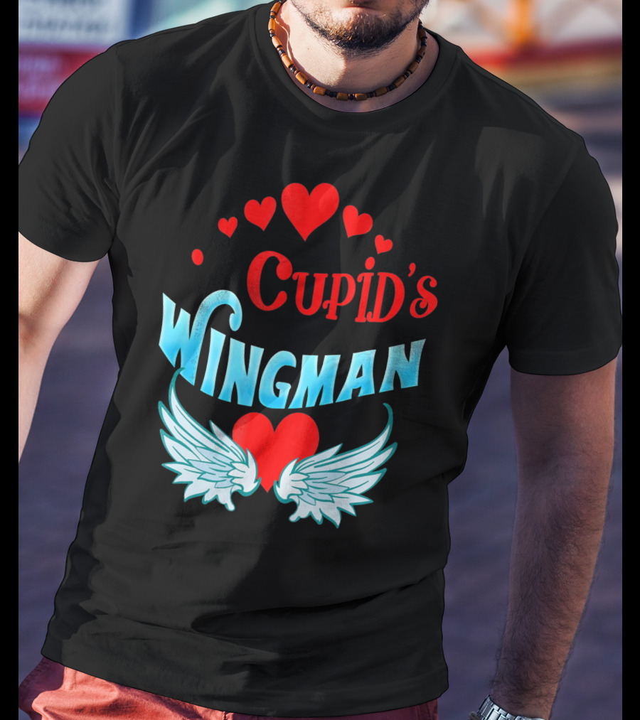 Cupid's Wingman Valentine's Hearts And Wings T-Shirt
