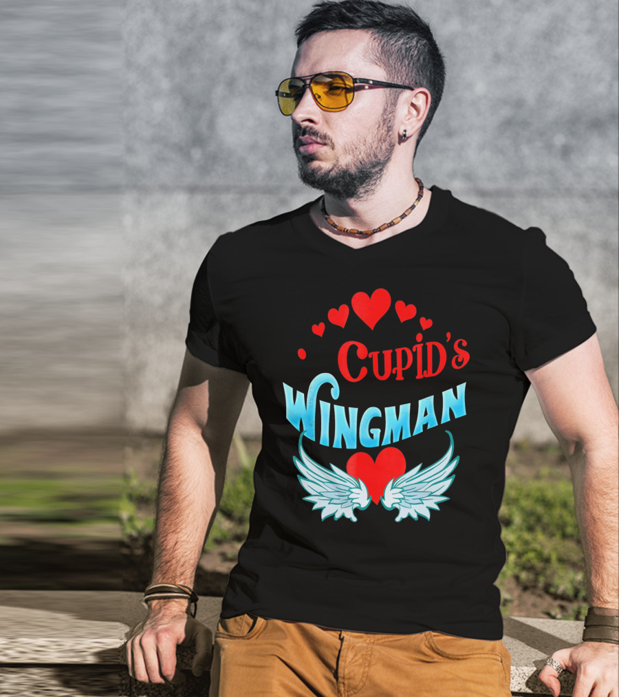 Cupid's Wingman Valentine's Hearts And Wings T-Shirt