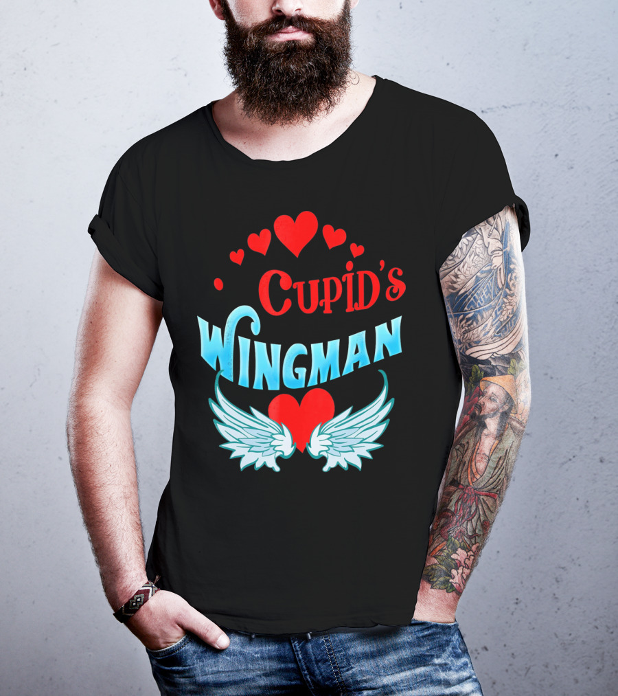 Cupid's Wingman Valentine's Hearts And Wings T-Shirt