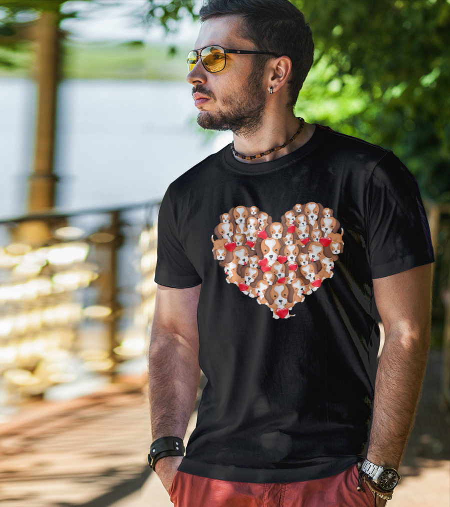 Beagle Puppies In Heart Shape For Valentine's Day T-Shirt