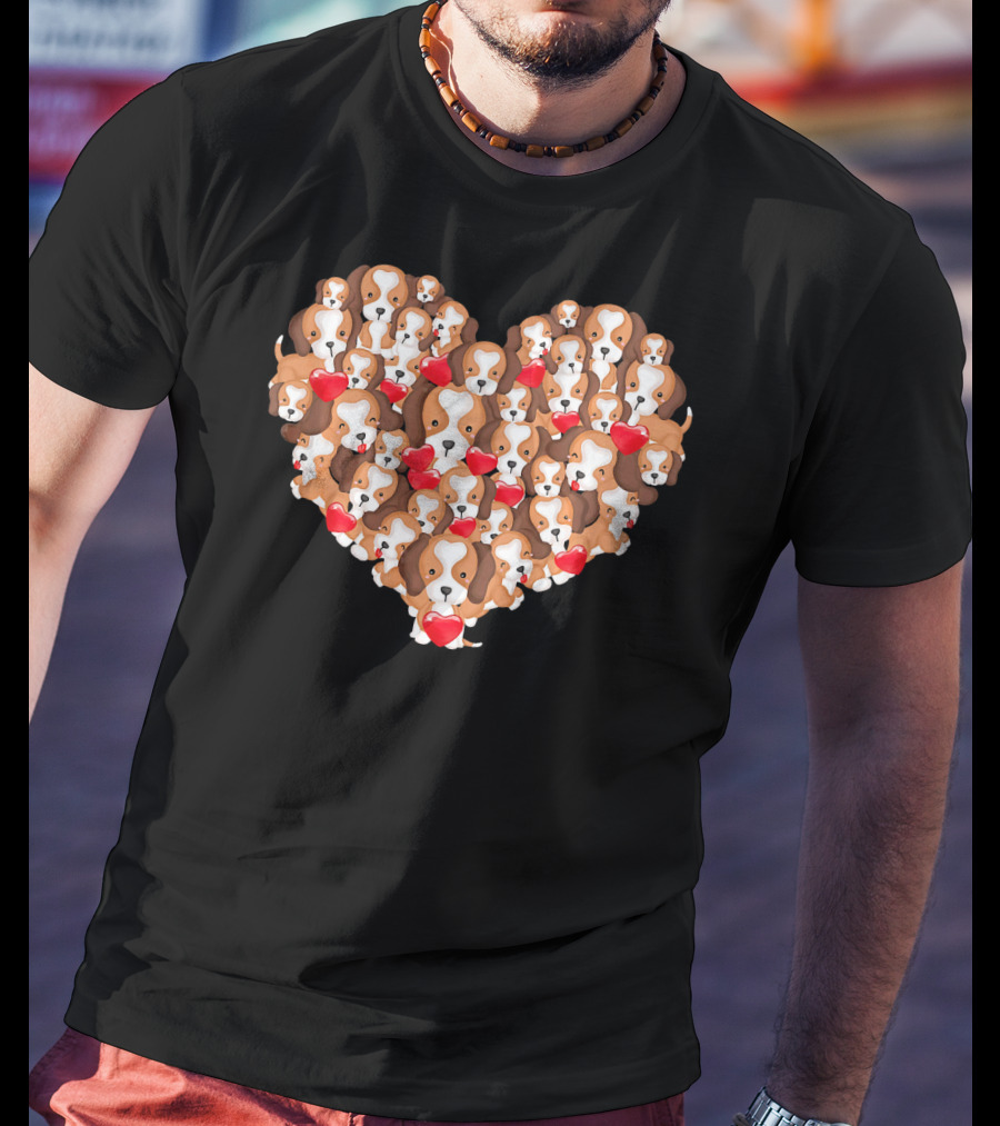 Beagle Puppies In Heart Shape For Valentine's Day T-Shirt
