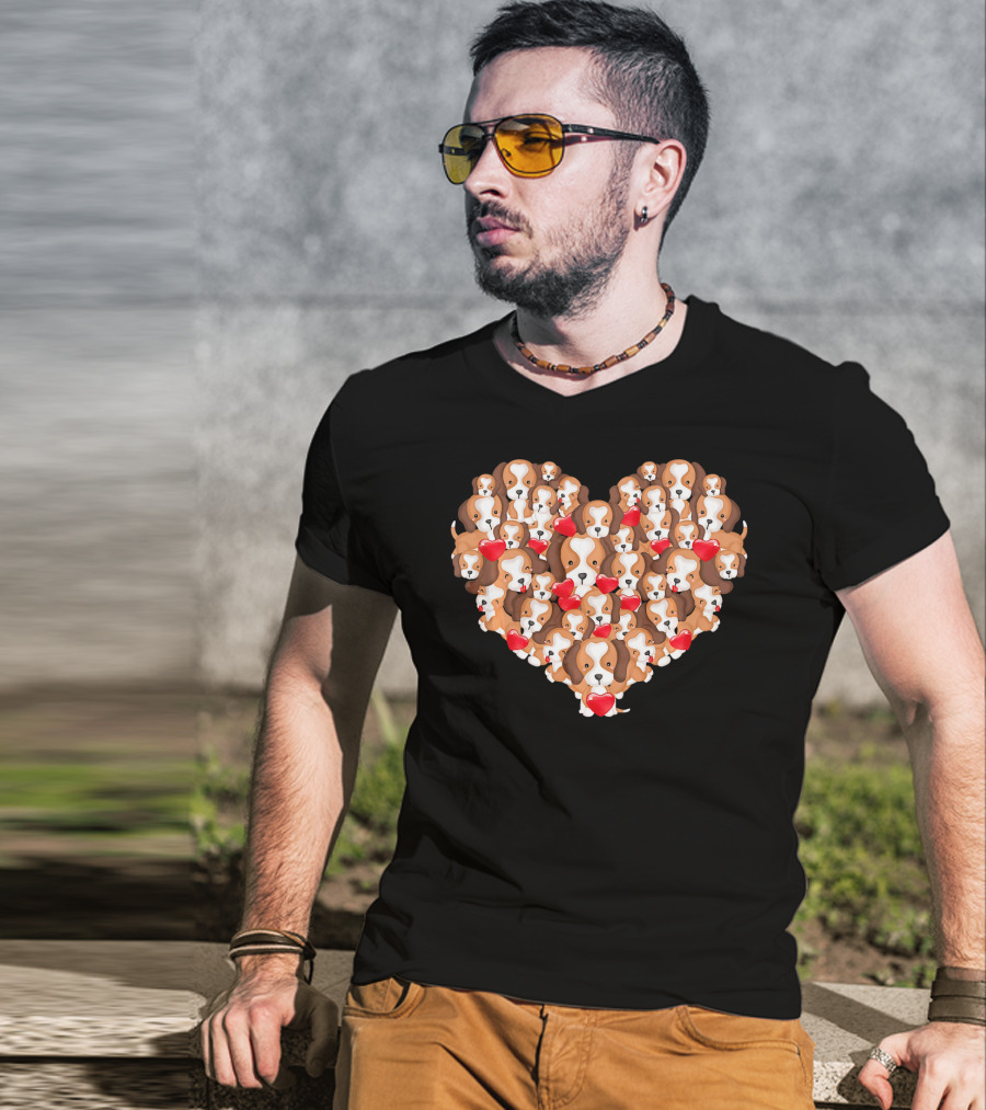 Beagle Puppies In Heart Shape For Valentine's Day T-Shirt