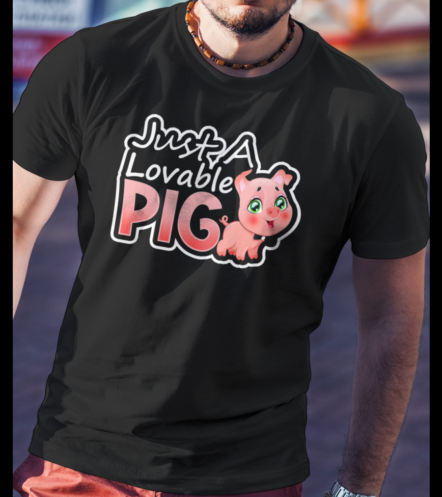 Just A Lovable Pig Cute Couple Valentines Day T-Shirt
