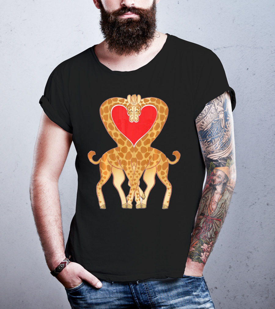 Cute Heart Giraffe Funny Valentine T-Shirt